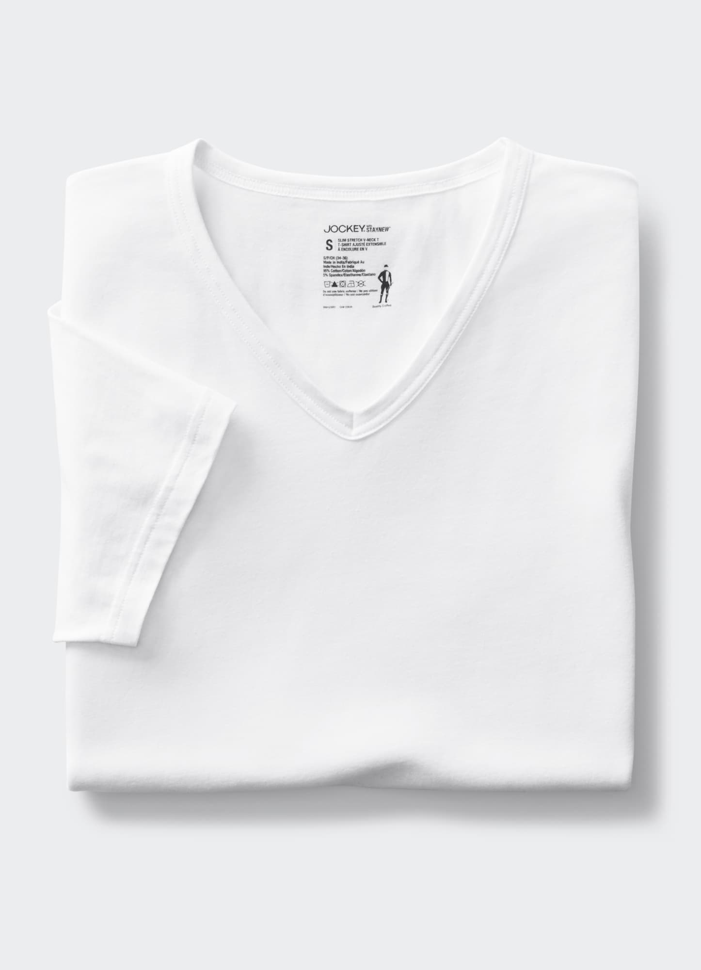 Laydown of Cotton Stretch V-neck T-shirt