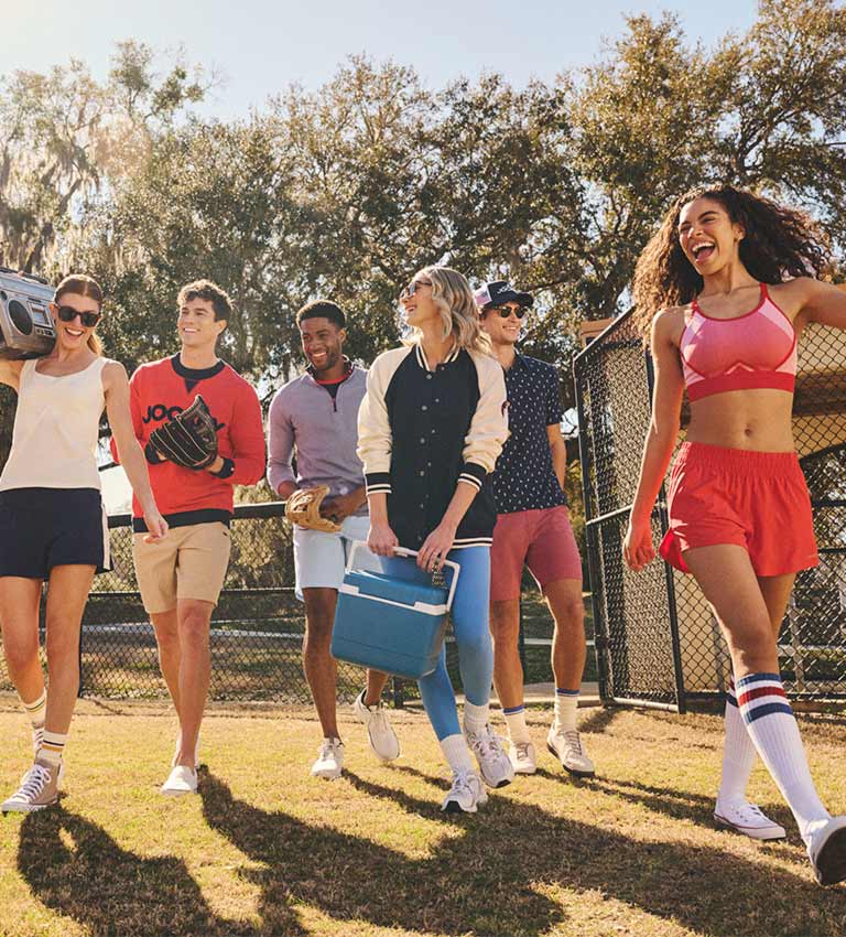 Group of friends wearing 1876 Collection Apparel