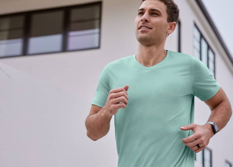 man running outside in Jockey activewear