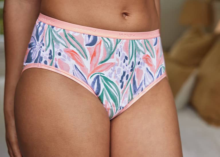 wamn wearing Jockey floral underwear