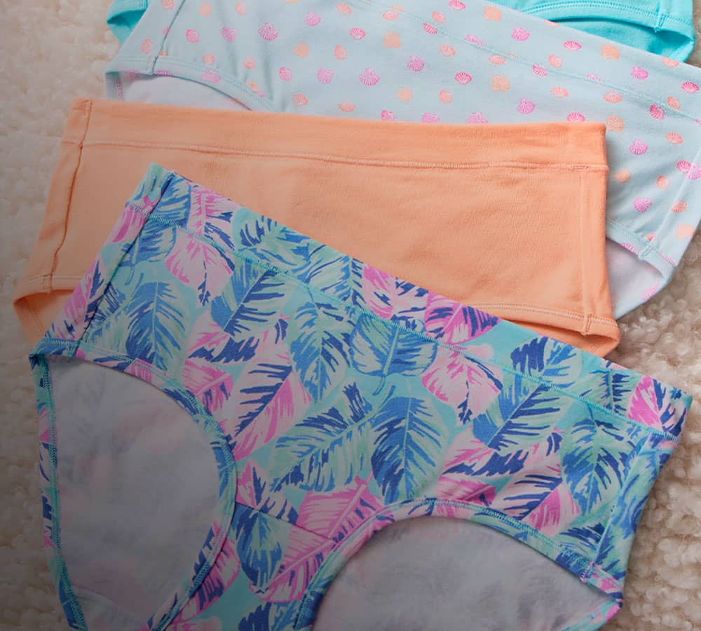 underwear laid out in fun summer patterns