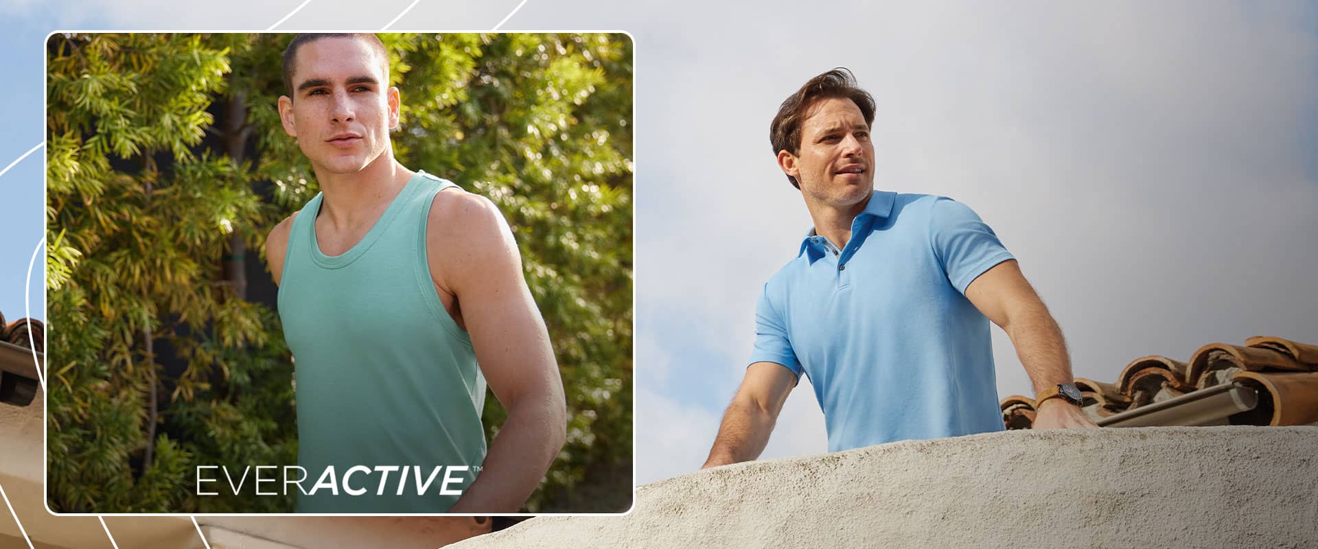 2 men wearing new everactive outfits outside