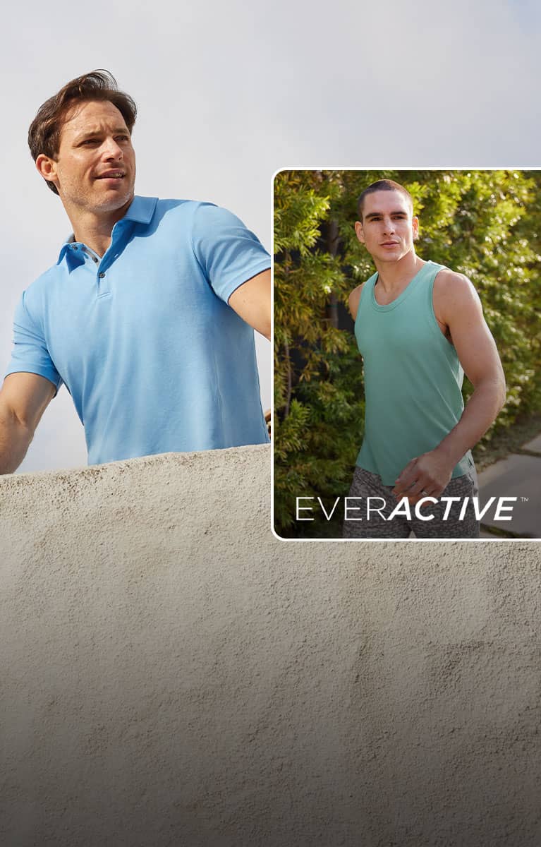 2 men wearing new everactive outfits outside