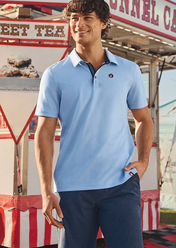 Man wearing EverActive™ Tech Pique Polo