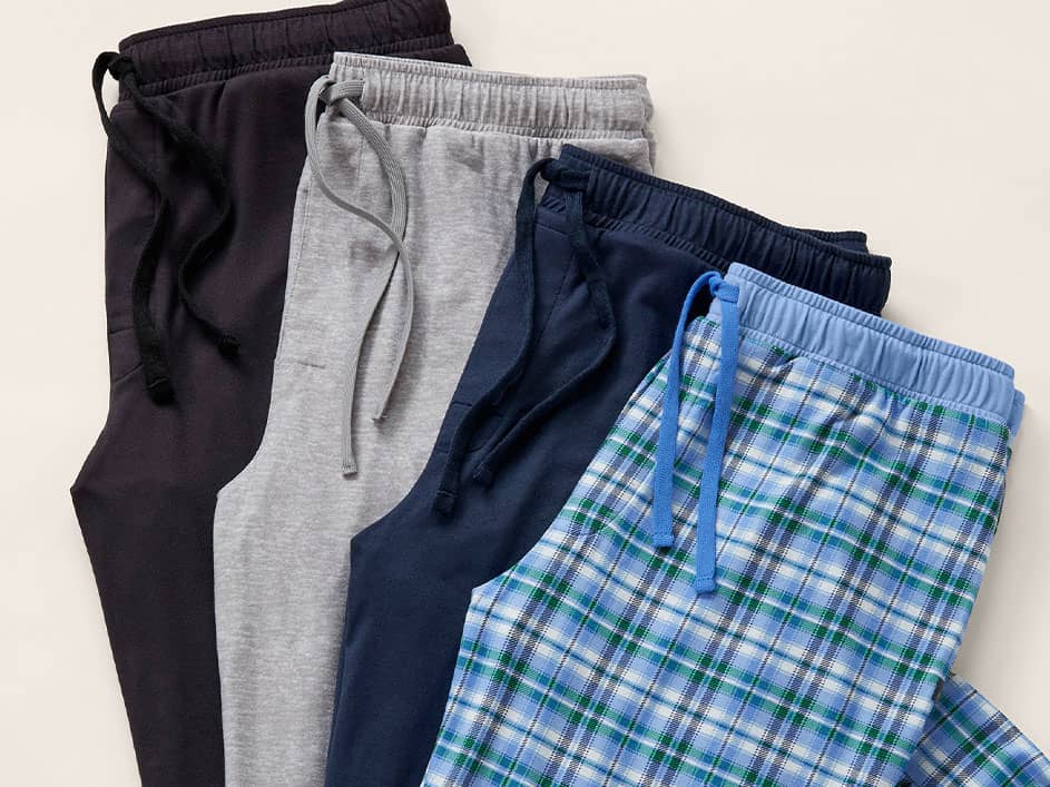 Mens sleep pants laid out