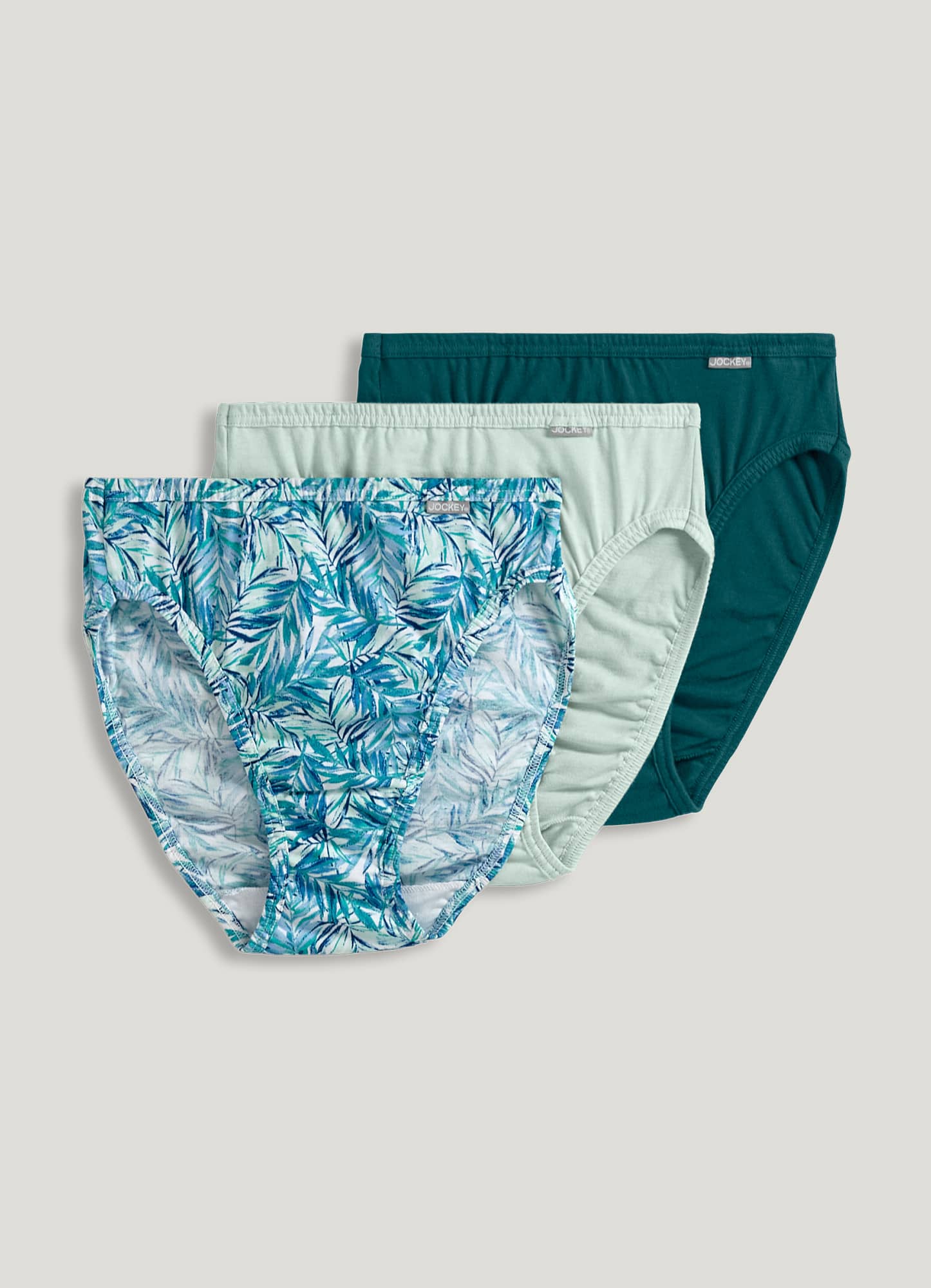 New Jockey Women's size 7 Underwear Elance Cotton Briefs Cut 3 Pack Coral  Tropic 