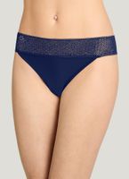 Jockey Soft Touch Lace Modal Thong (size S to 3X; Just Past Midnight)