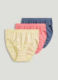 Jockey Womens Elance French Cut 3 Pack Underwear French Cuts 100% cotton 7  Magnolia Leaves/Belvedere Stripe Teal/Beyond Botanic Teal