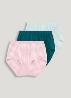 Jockey Womens Comfies Microfiber Brief 3 Pack Underwear Briefs nylon 8  Light Raspberry/Cactus Flower/Terracotta Stripe