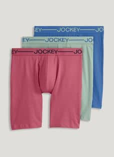 Jockey Active Microfiber 9" Long Leg Boxer Brief - 3 Pack