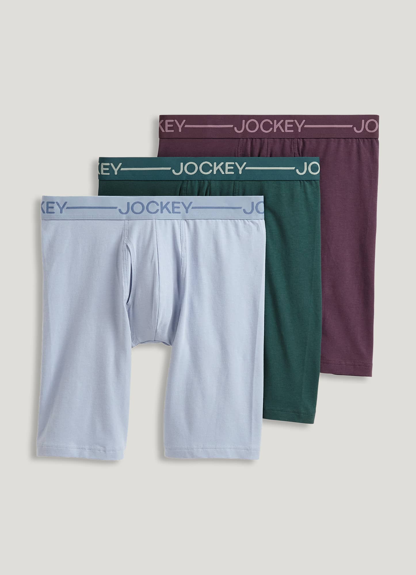 Jockey Organic Cotton Stretch 9.5 Long Leg Boxer Brief 3 Pack