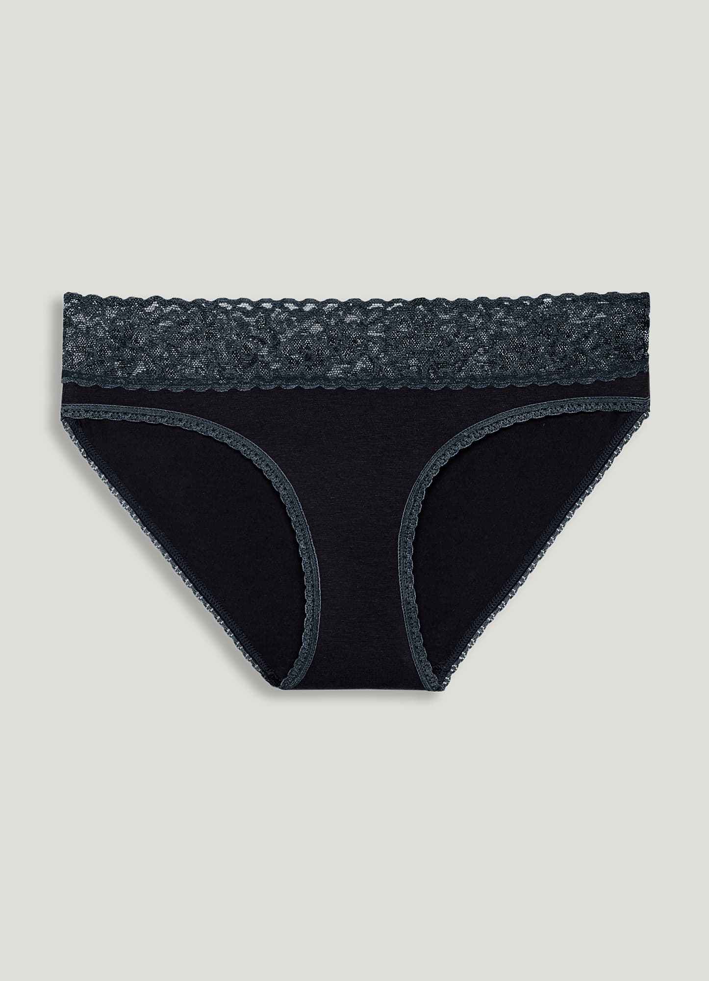 Women Stretch G String Panty Lace Trim 5 Colors Comfy Sexy Underwear  Underwear Women Cotton (Black-0, L)