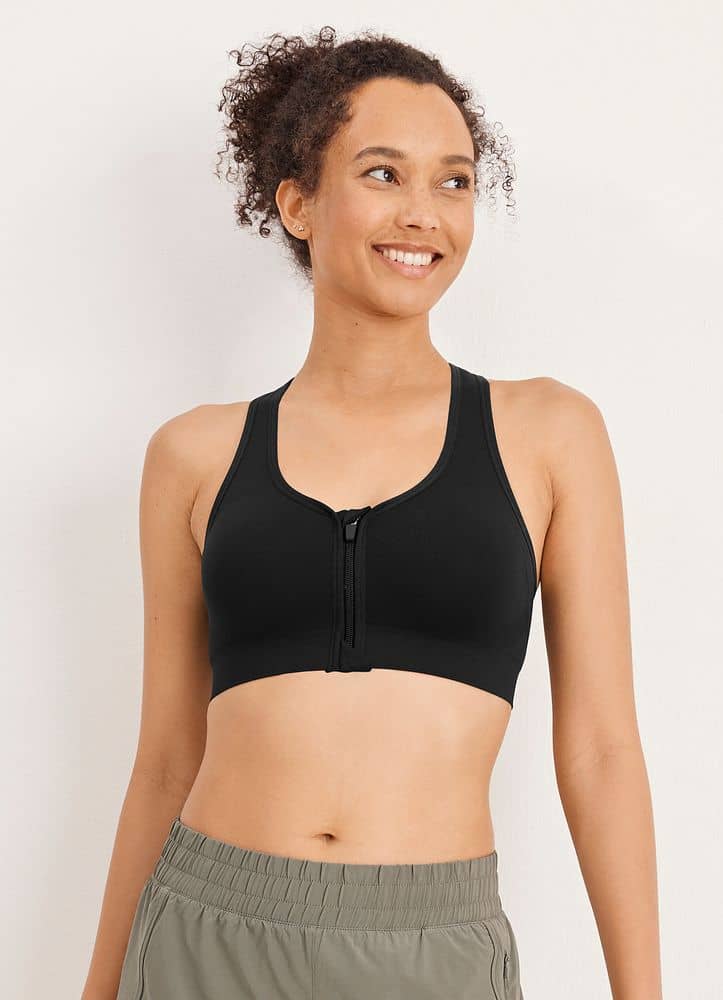 Shop Slim Fit Medium Support Sports Bra with Racerback and Zip