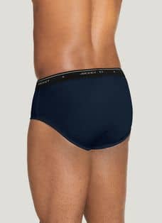 Men's white and navy blue briefs, low-waist underpants, tailored fit