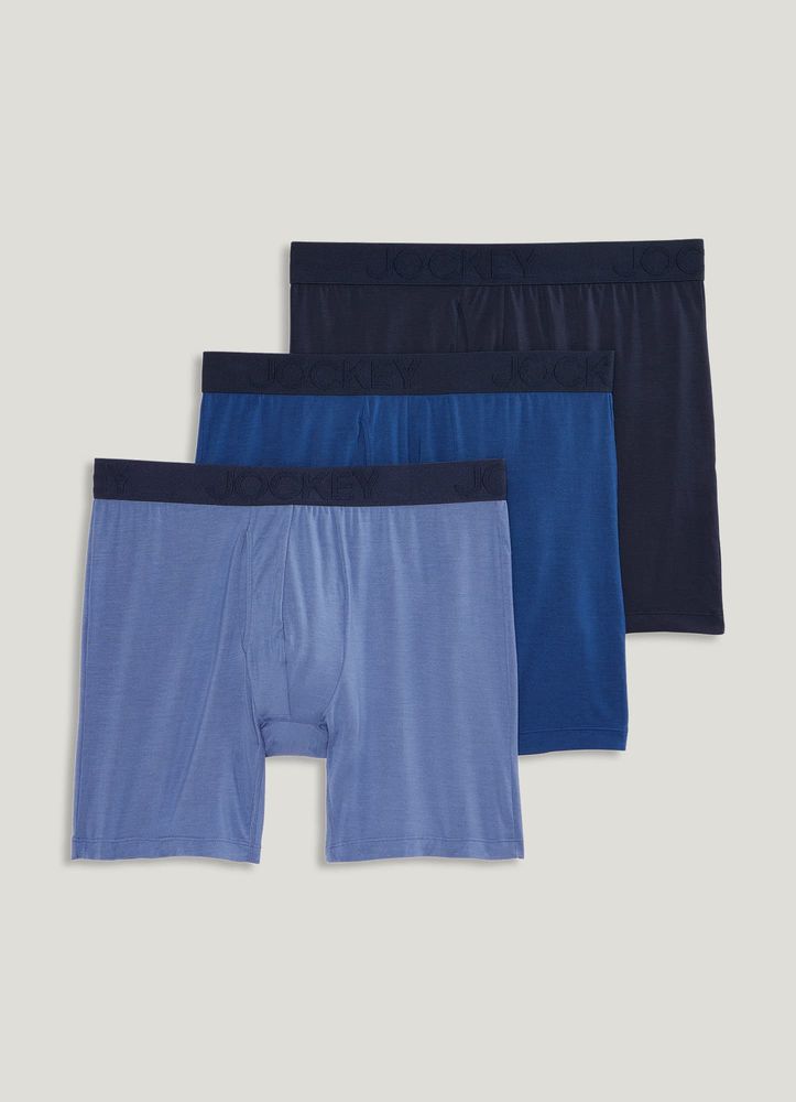 Jockey Pack of Three 100% Cotton Mixed Navy and Orange Boxer Shorts Size L New 