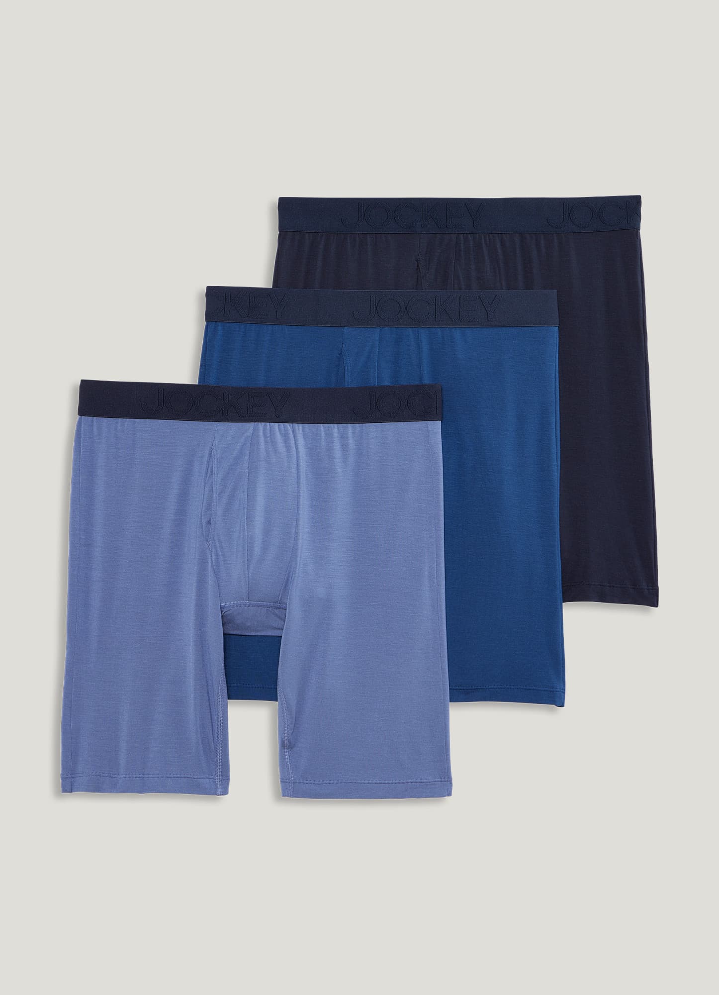Jockey Generation™ Men's Long Leg Boxer Briefs 3pk - Blue/Gray/Dark Teal  Green L