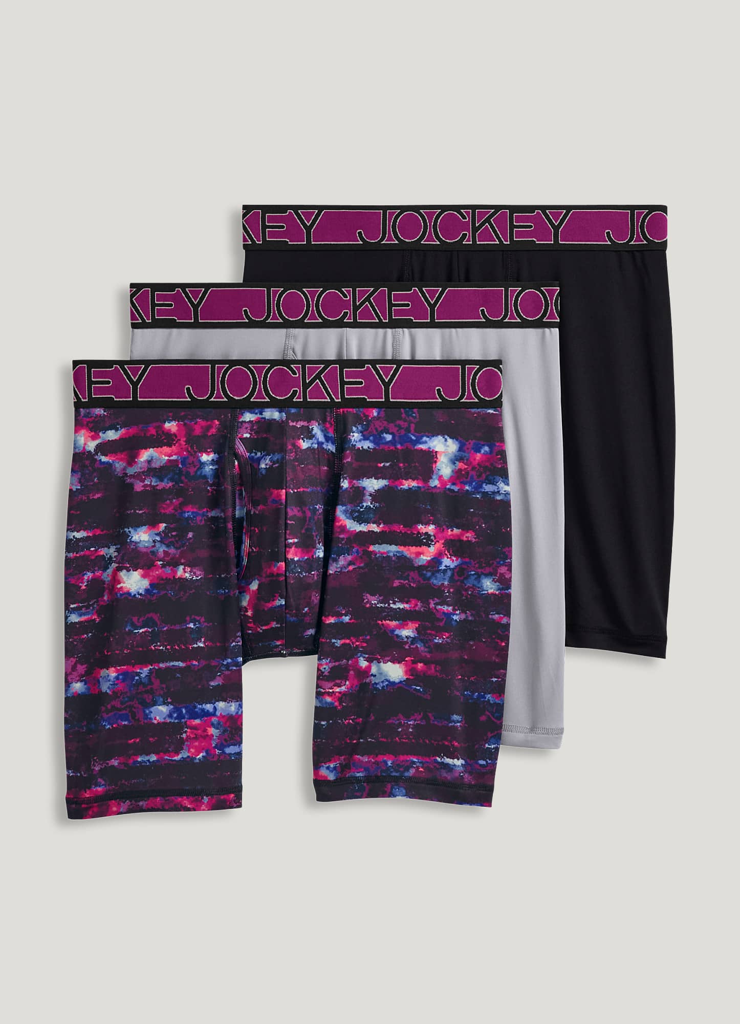 Jockey Active Microfiber 9" Long Leg Boxer Brief - 3 Pack