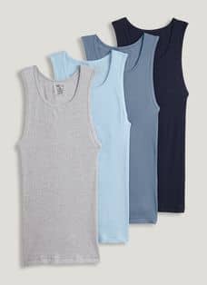 Value Packs of Men's Big And Tall Black & White Ribbed 100% Cotton Tank Top  A Shirts Undershirt (4XL, Mixed, 6 Pack)