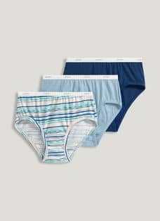Women's Jockey 3-Pack Hipsters (Powder Blue/Deep Sea) Cotton Classic  Underwear