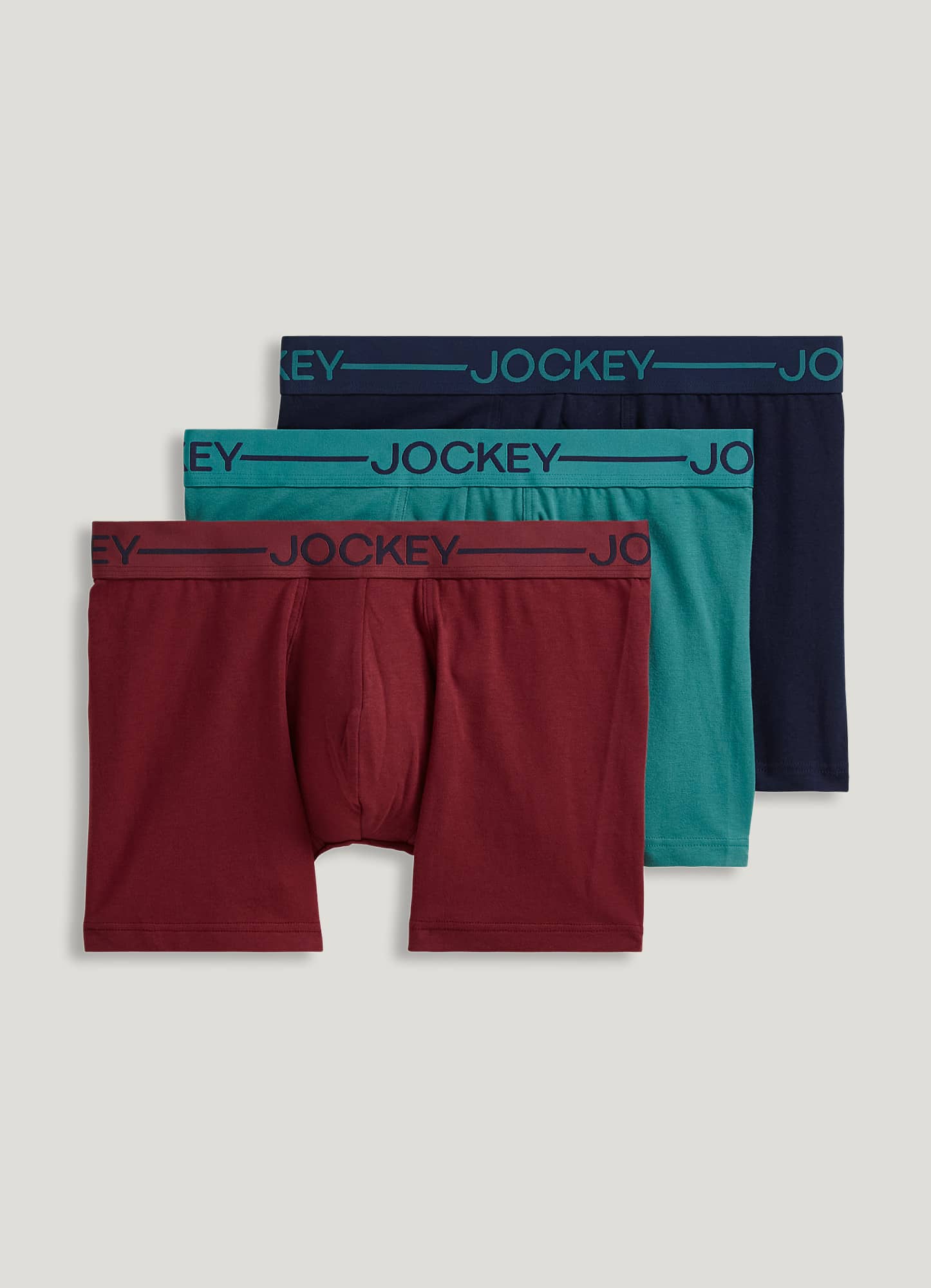  Jockey Men's Underwear Organic Cotton Stretch 4 Trunk - 3  Pack, Bayou/True Navy/Leather Red, S : Clothing, Shoes & Jewelry