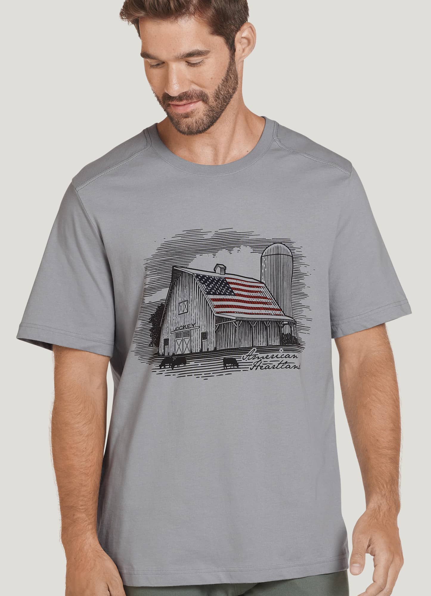Jockey Men's Outdoors Graphic Crew Neck T-Shirt, Size: Medium, Gray