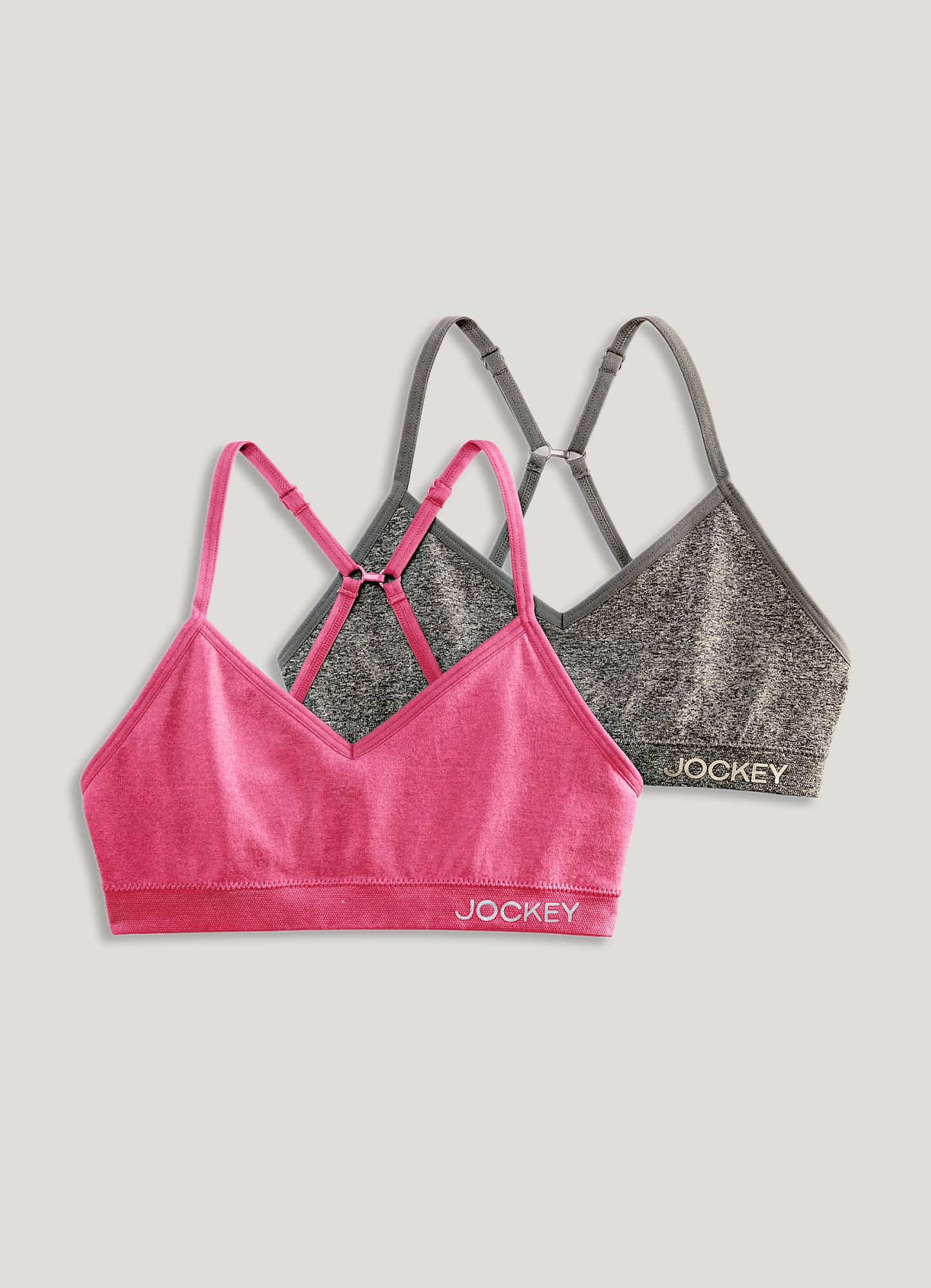 Jockey® Essentials Girls’ Cotton Stretch Bralette - 2 pack, Sizes S-XL  (6-16)