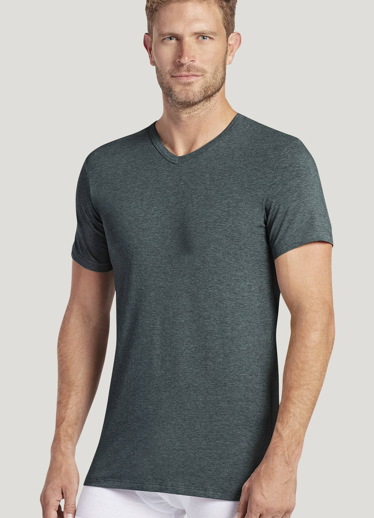 Mens Deep V-Neck Shirts Low Cut Stretch Basic Cotton Top Athletic Muscle  T-Shirt