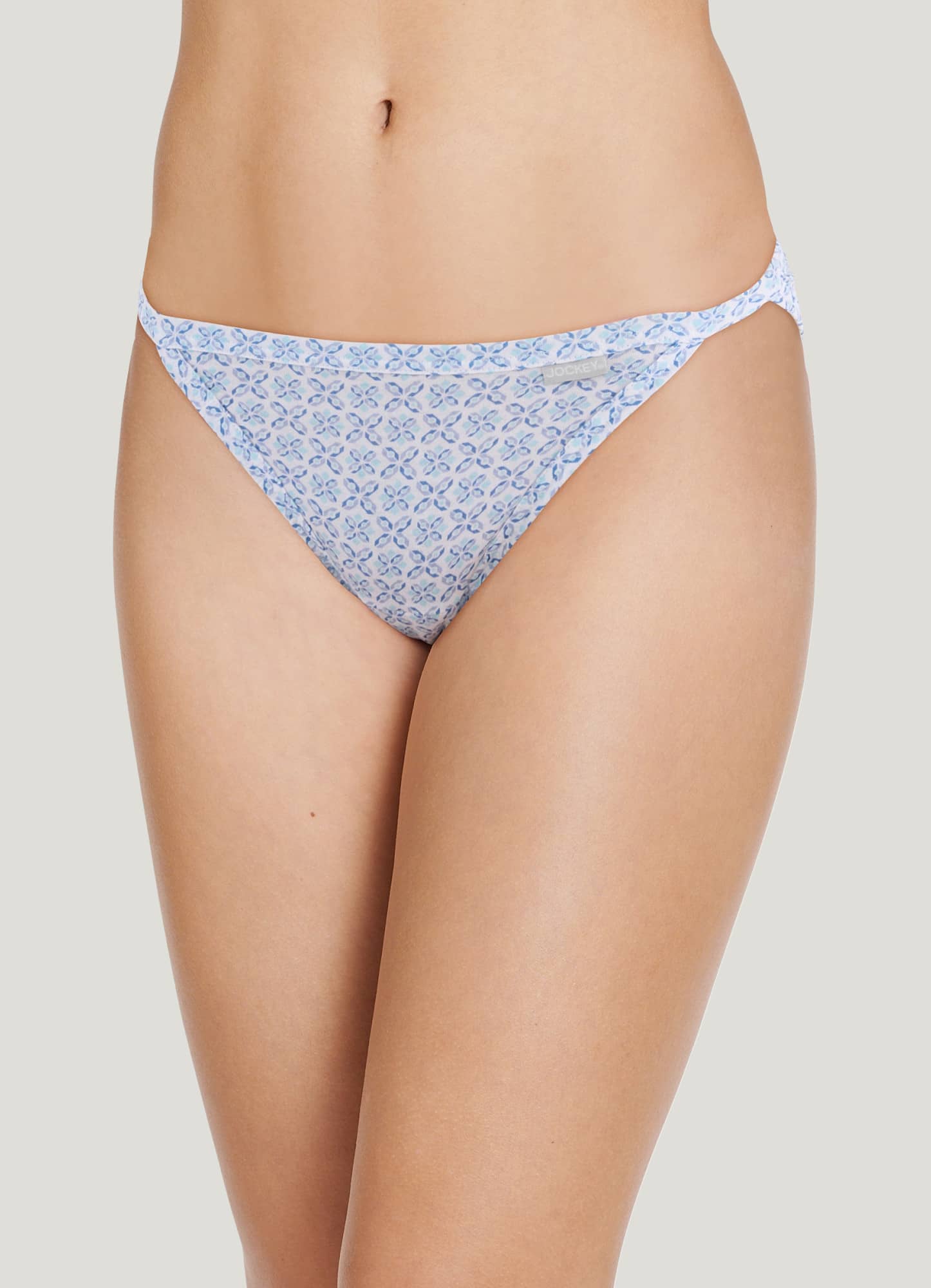 Cotton String Bikini Panties with Rhinestone Accent Detail (6-Pack)