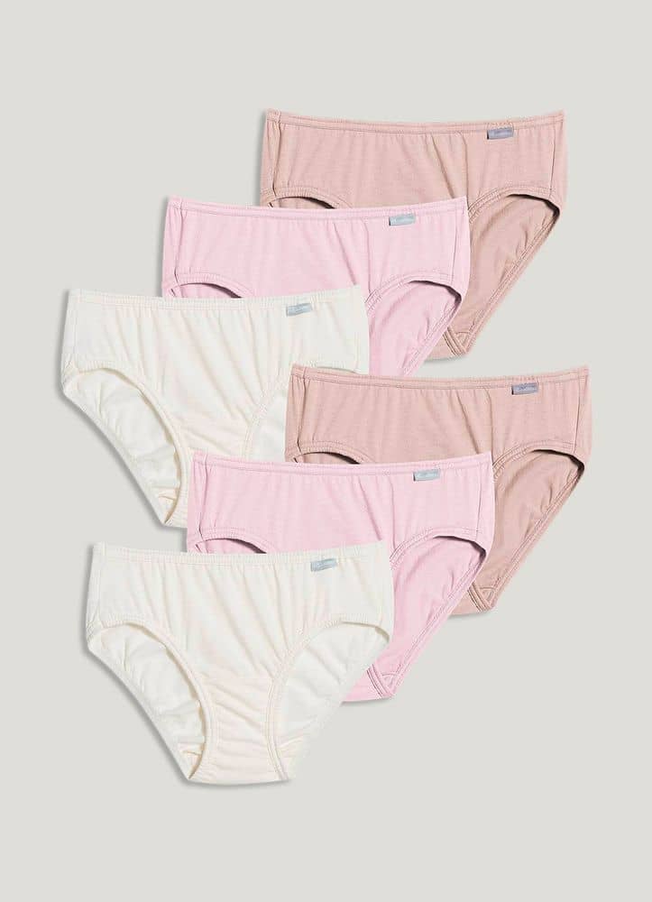 Jockey Women's Underwear Elance Bikini - 6 Pack, Ivory/Light/Pink Shadow, 7  at  Women's Clothing store