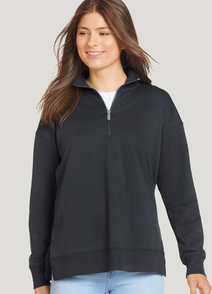 Jockey Women's French Terry 1/2 Zip Sweatshirt, Size: XS, Gray