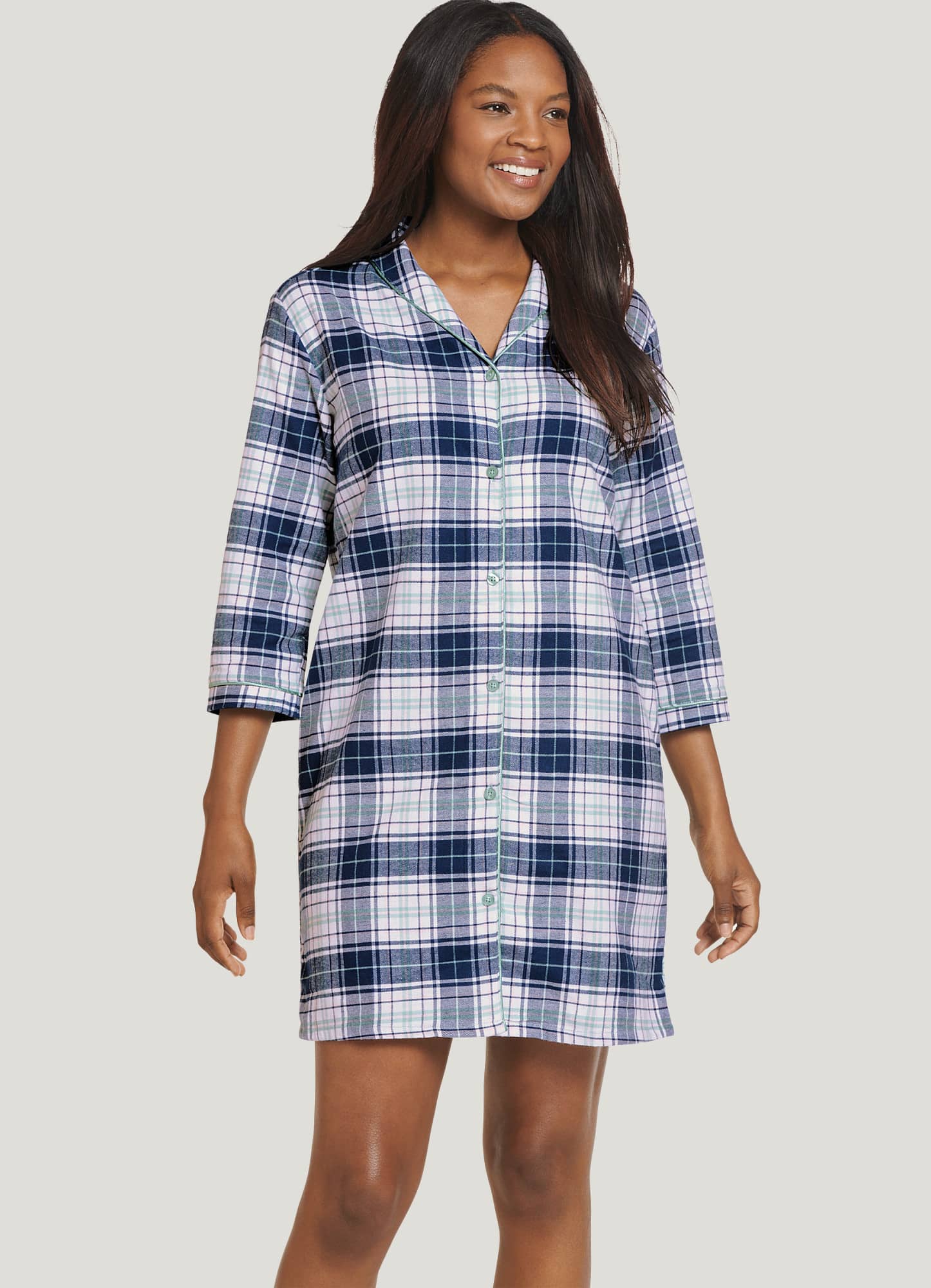 Vineyard Vines Jolly Plaid Flannel Lounge Shirt Dress –