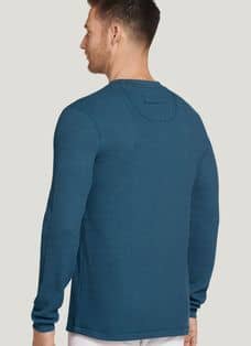 DailyWear Mens Cotton Casual Long Sleeve Henley T Shirt Waffle-Knit Denim,  XLarge