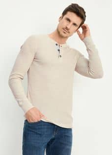 Long Sleeve Waffle Henley