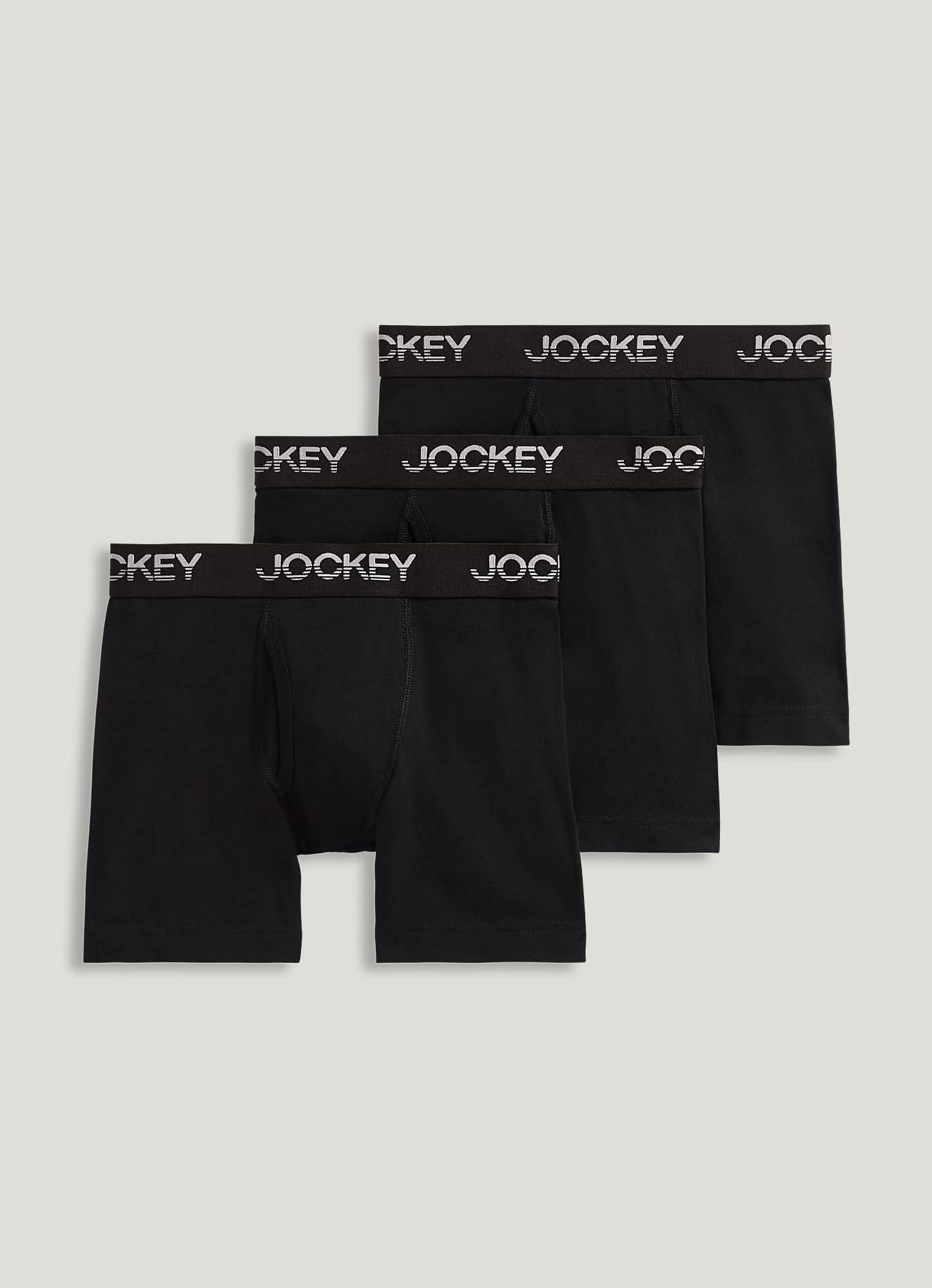 Men's Jockey 4-Pack Active Cotton Stretch Boxer Briefs (Black Color)  Underwear