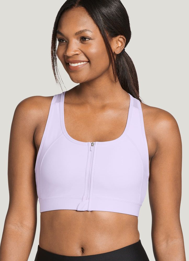 Womens Zip Front Sports Bra High Impact Yoga Removable Pads Shape Wear Tops New 