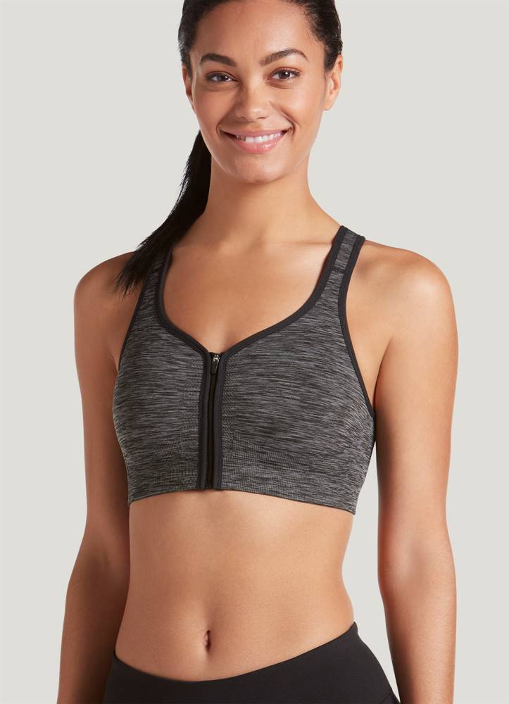 Women's Medium Support Seamless Zip-front Sports Bra - All In Motion™ Black  1x : Target