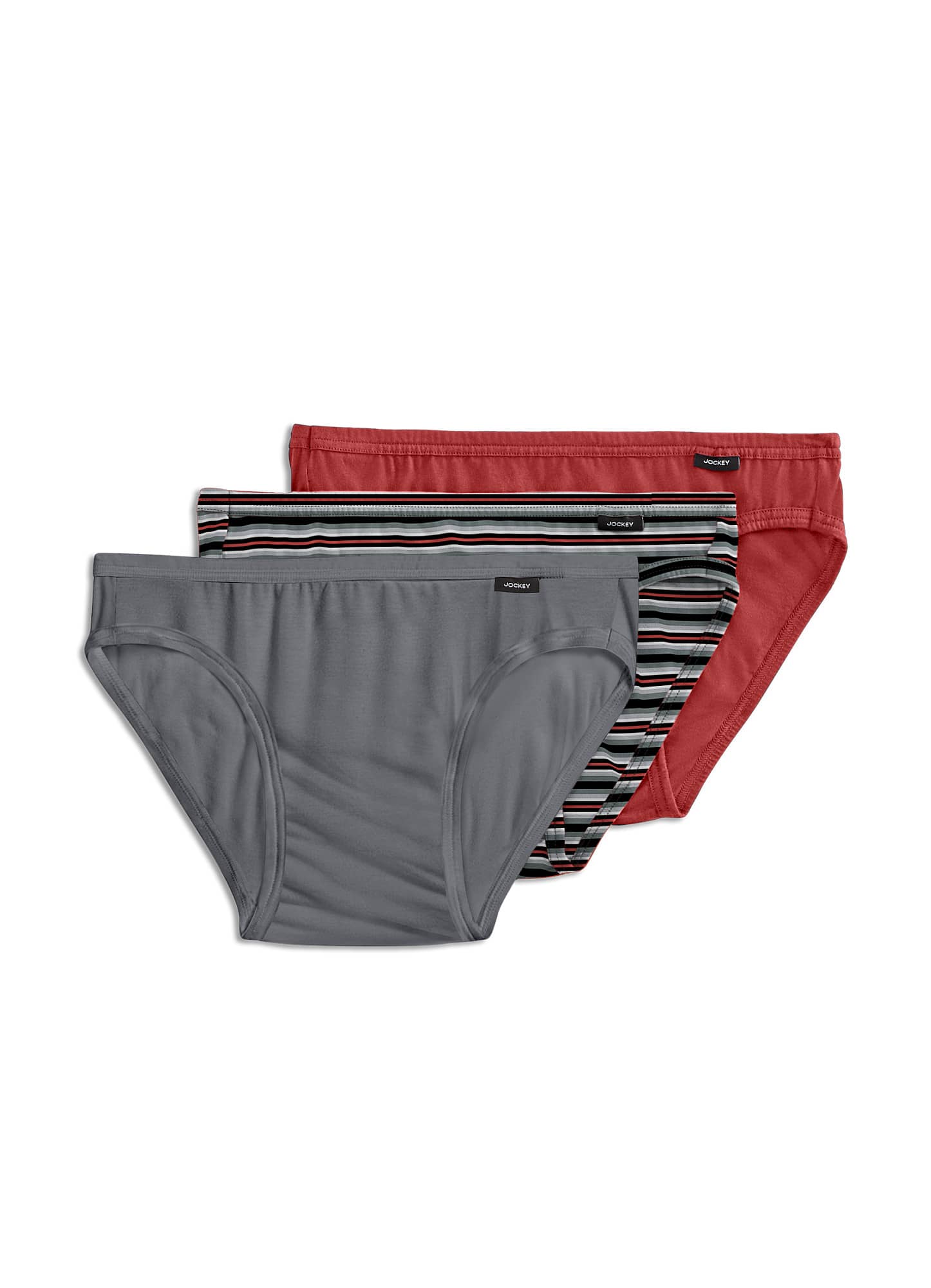 Jockey Underwear, Elance Bikini 3-pack in Gray for Men