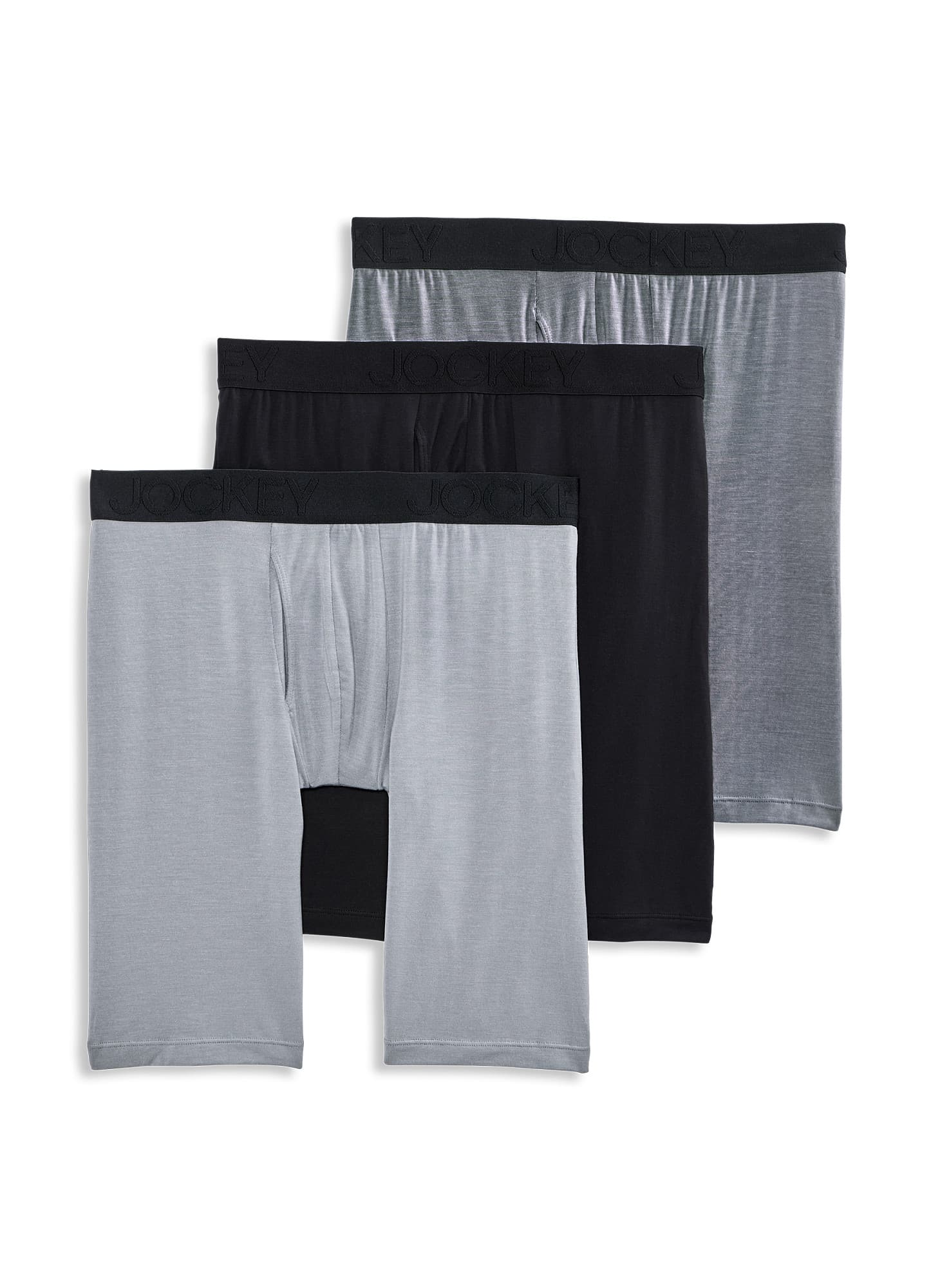 Jockey Men's Active Ultra Soft Modal 9" Long Leg Boxer Brief - 3 Pack