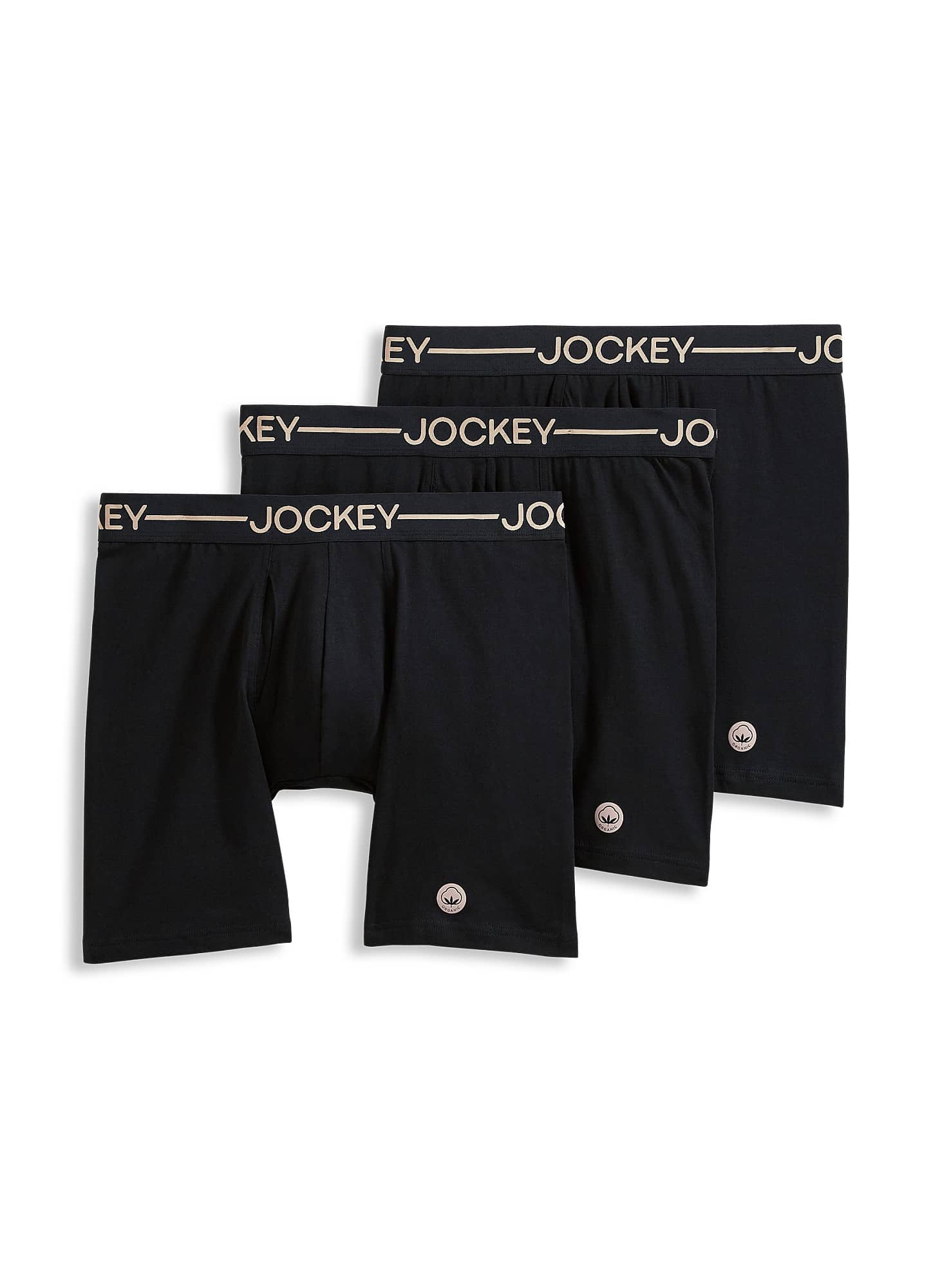 Jockey Men's Organic Cotton Stretch 6.5" Boxer Brief - 3 Pack