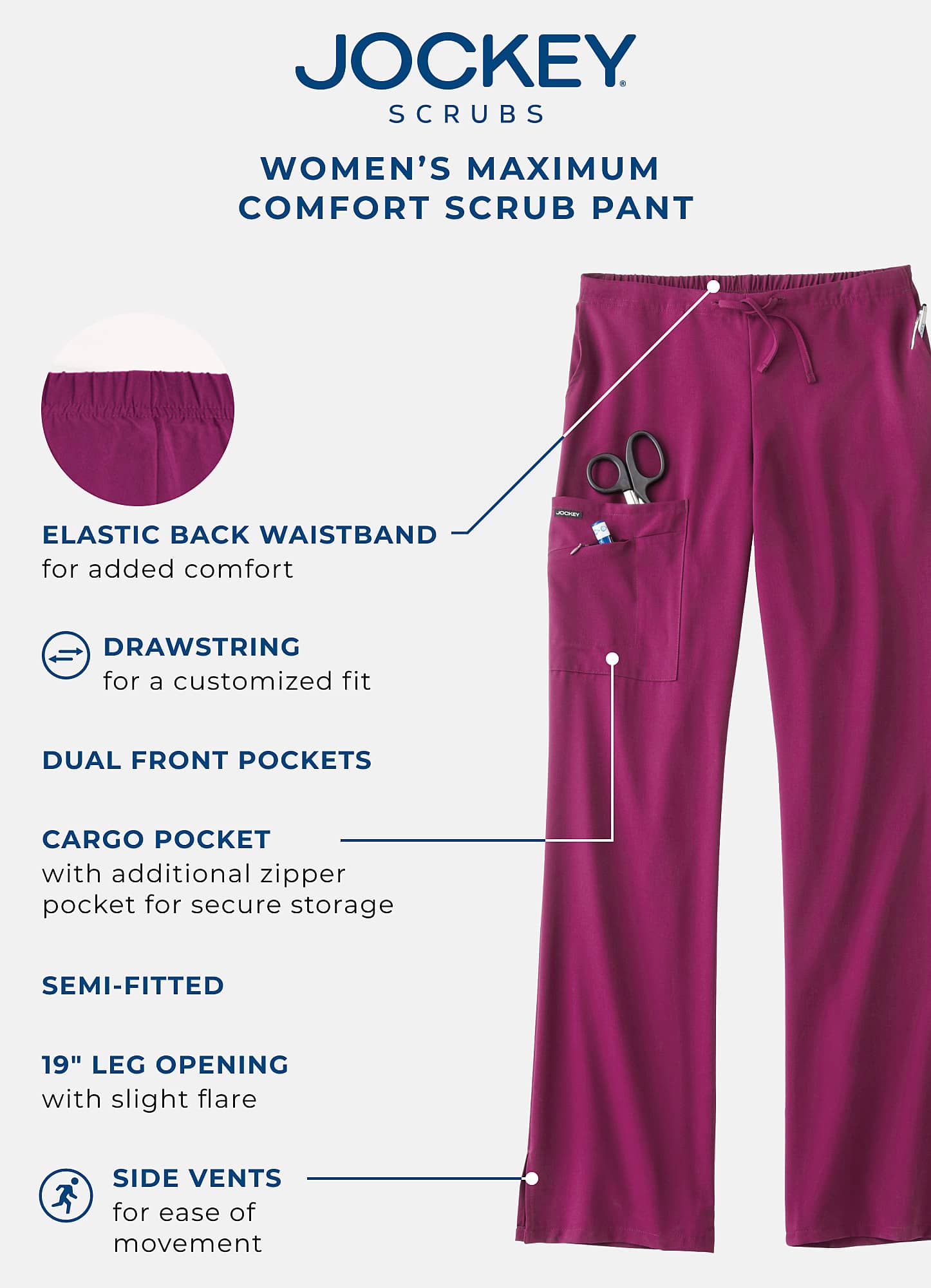 Jockey Women's Maximum Comfort Scrub Pant - Picture 44 of 51