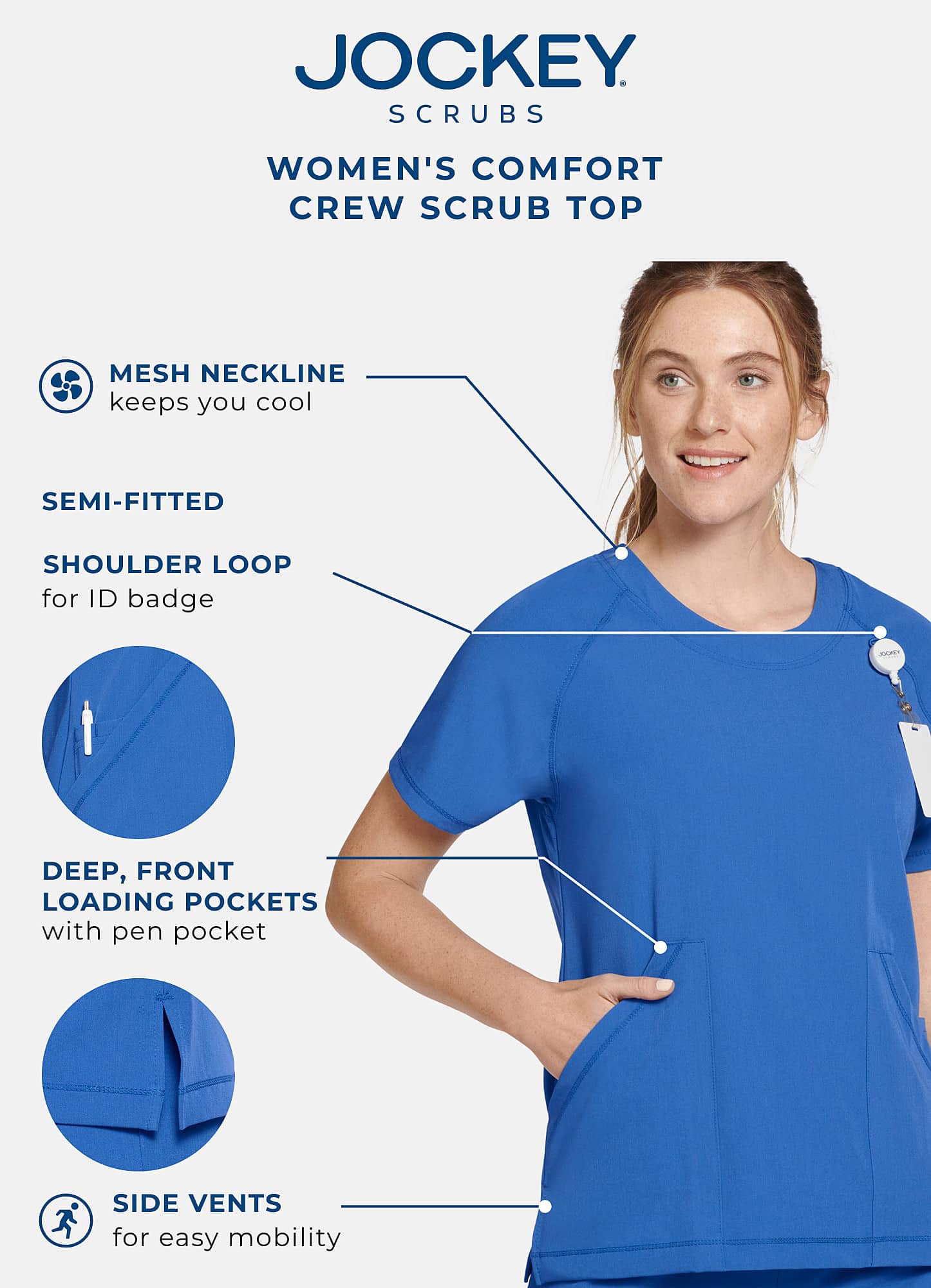 Jockey Women's Comfort Crew Scrub Top - Picture 26 of 29